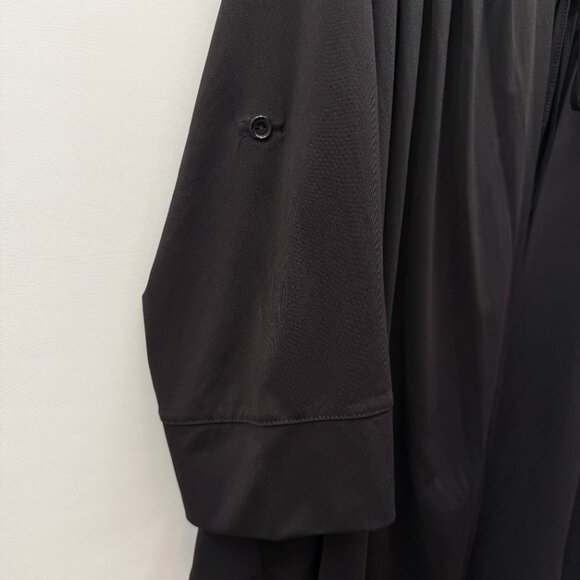 Textile Elizabeth James Size L Pleated Open-Front Tie Neck Cardigan Top Black - Picture 4 of 8